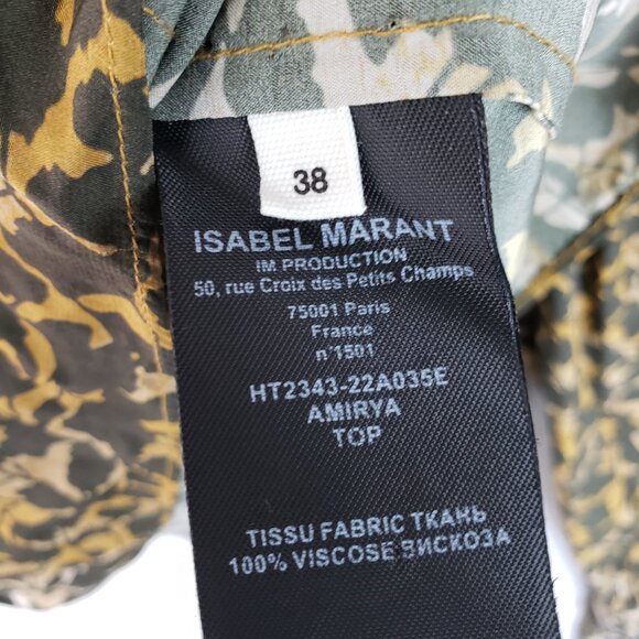 ISABEL MARANT Amirya Floral Top Blouse Bronze Balloon Sleeves size 38 / M - Picture 10 of 15